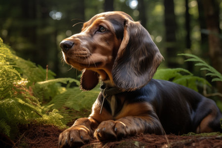 A Spaniel Dog in the Woodsの素材