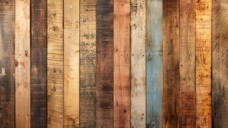 Multicolor wooden fence planks backgroundの素材