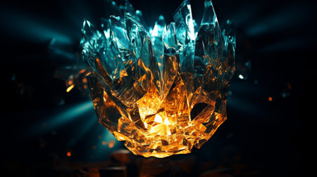 Blue and orange glowing crystalの素材