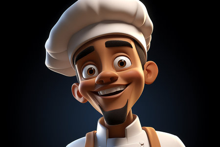 Black chef cartoon characterの素材
