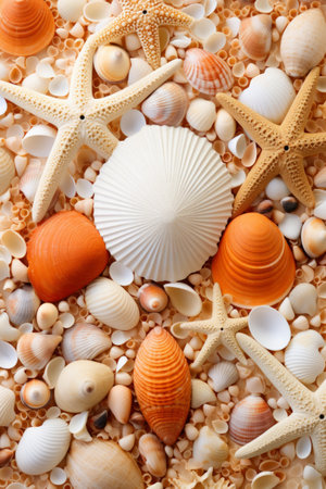 A Plethra of Orange and White Seashellsの素材