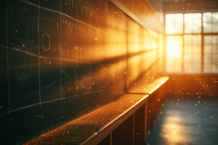 Vintage Classroom with Glowing Lightの素材