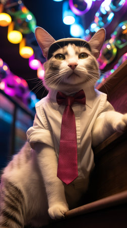 A cat wearing a suit and tieの素材