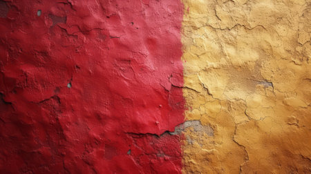 Red and yellow cracked concrete wallの素材