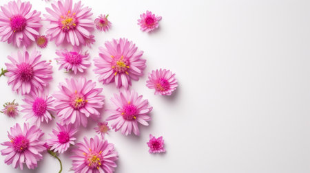 Pink flowers on a white backgroundの素材