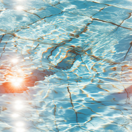 Blue water surface with sun reflectionの素材