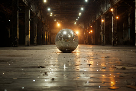 Disco ball in an abandoned warehouseの素材