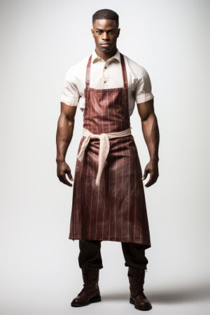 Black man wearing apronの素材