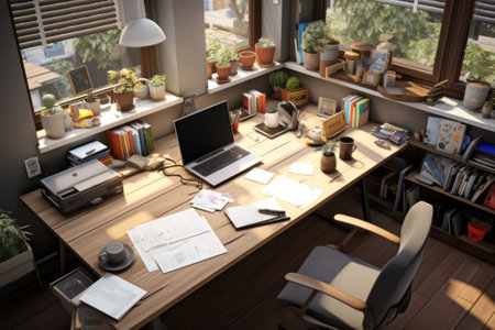 A Home Office With a Viewの素材