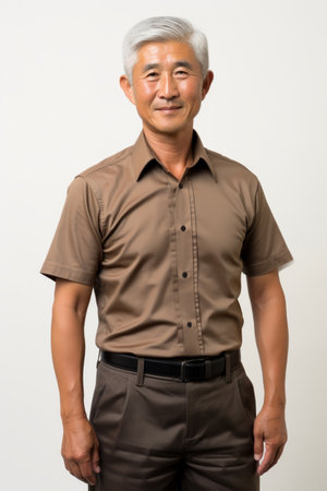 Portrait of a smiling senior Asian manの素材