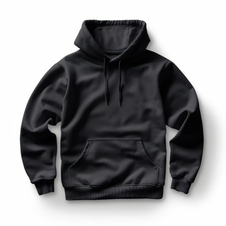 Black pullover hoodie with a kangaroo pocketの素材