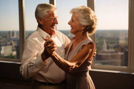 Elegant Elderly Couple Dancing Togetherの素材