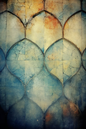 Blue and yellow middle eastern style wall tilesの素材
