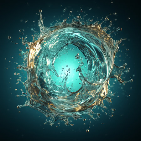 Stunningly beautiful water splash with turquoise lightingの素材