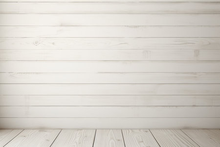 Whitewashed wooden wall and floor backgroundの素材