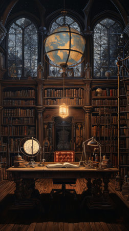 fantasy library room interiorの素材