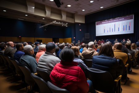 Community members attend a meeting to discuss a proposed development projectの素材