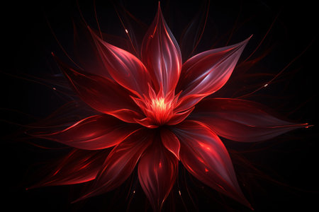 Red flower with a dark backgroundの素材