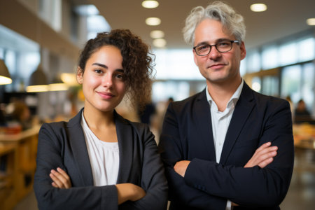 portrait of two business professionals in suitsの素材