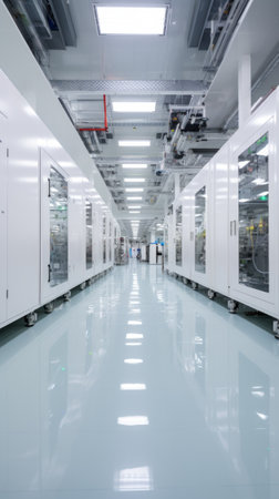 Modern laboratory interior with empty corridorの素材