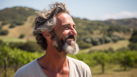 Portrait of a happy man with a beardの素材