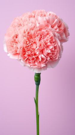 Light pink carnations in front of a pink backgroundの素材