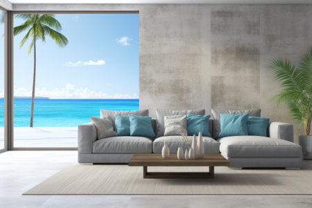 Modern minimalist tropical living room interior designの素材