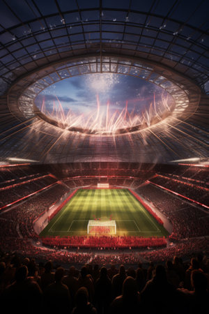 The magnificent stadium is ready for the football matchの素材