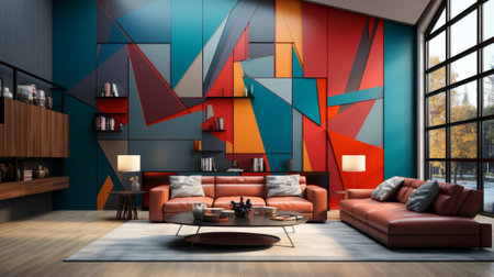 Modern geometric living room interior designの素材
