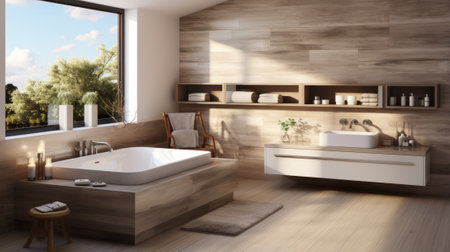 Bathroom interior with natural materialsの素材