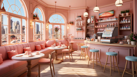 pink modern cafe interior designの素材