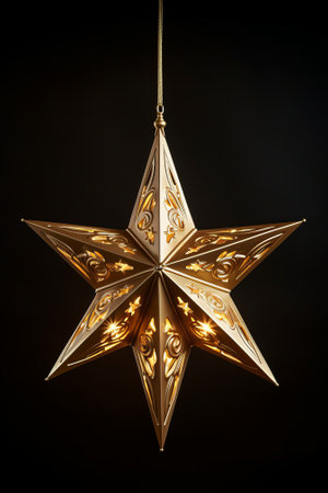 Three-dimensional hollow metal star-shaped Christmas ornamentの素材
