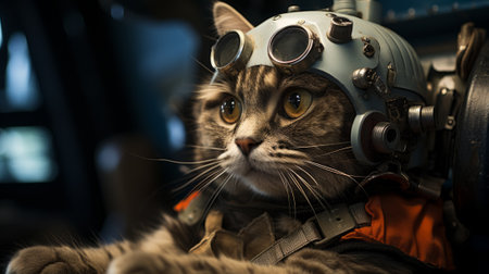 A cat wearing a helmetの素材