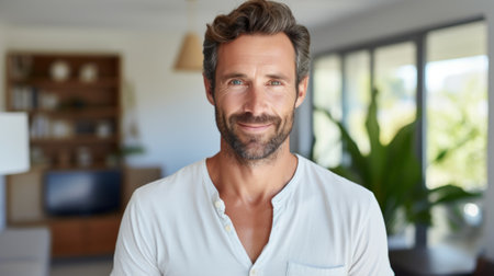 Portrait of a handsome middle-aged man smilingの素材