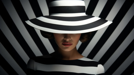 Black and white striped hat and dressの素材