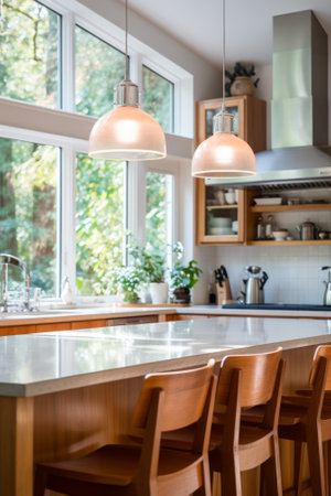 Kitchen island with a viewの素材