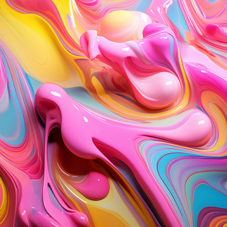 Colorful abstract painting with pink, yellow, blue, and purple colorsの素材