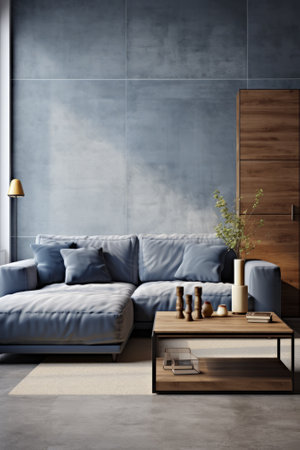 Blue Modern Minimalist Living Room Interior Designの素材