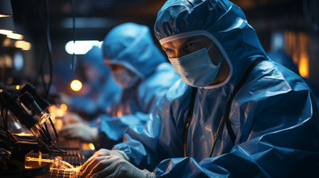 Scientists working in a laboratoryの素材