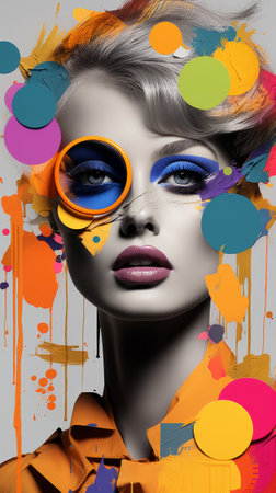 Portrait of a beautiful fashion model with bright make-up and hairstyle.の素材