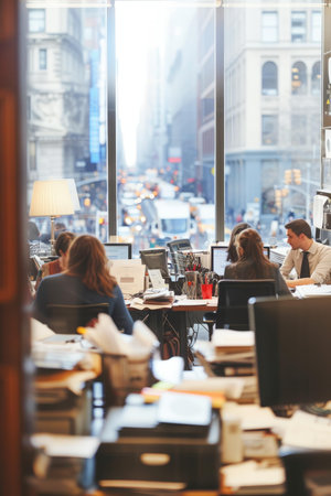 A group of people working in an officeの素材
