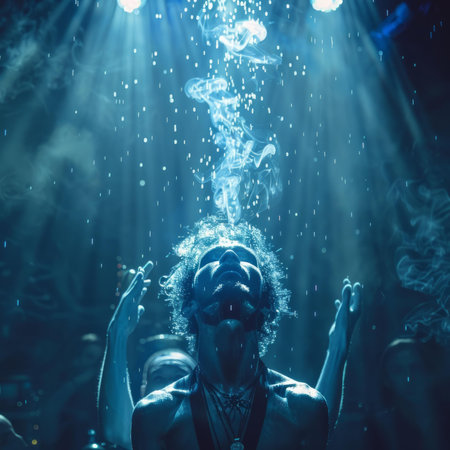 Man Smoking Hookah Underwaterの素材