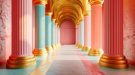 Colorful Columns in a Pastel Palace Corridorの素材