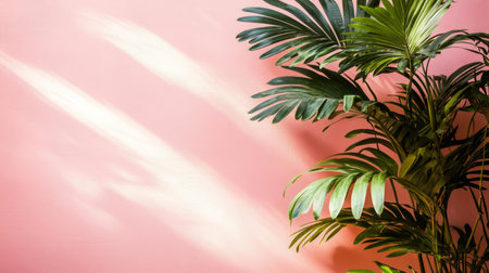 Tropical Plant Against a Soft Pink Backgroundの素材