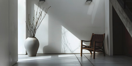 Minimalist Interior Design with a Vase and Chairの素材