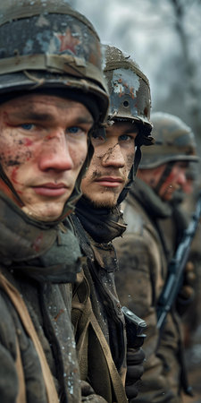 Three soldiers in winter gearの素材