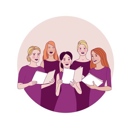Choir, ensemble on the stageのイラスト素材