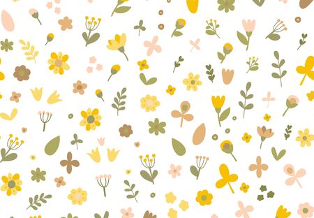 Floral pattern Hand drawn seamless vector textureのイラスト素材