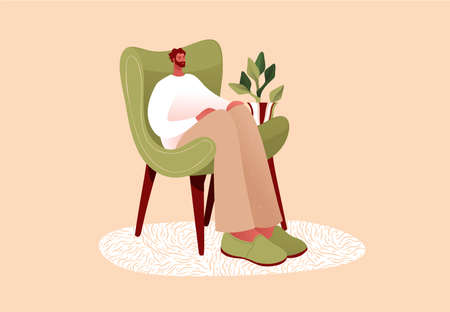 Cartoon male character vector in flat style.のイラスト素材