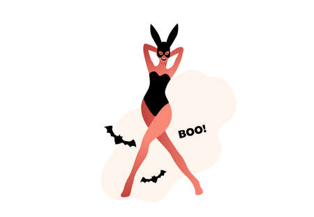 Halloween party. Sexy girl in lingerie vectorのイラスト素材